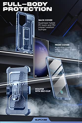 Supcase Unicorn Beetle Pro מקרה עבור Samsung Galaxy S23 Ultra 5G, [מסגרת קדמית נוספת] שכבה מלאה של גוף מלא שכבה מחוספסת- Clip and Kickstand עם מגן מסך מובנה